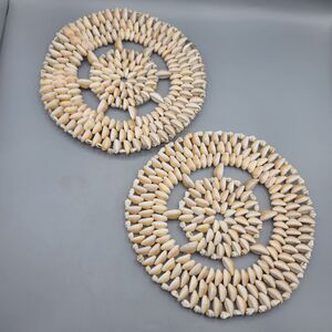 Sea Shell Round Trivet Hot Pad Doily Wall Art Beach Boho Cottage Kitchen 9” Set